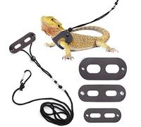 POLKASTORE Bearded Dragon Harness and Leash Adjustable (S,M,L, 3 Pack) - Soft Leather Reptile Lizard Leash for Amphibians and Other Small Pet Animals