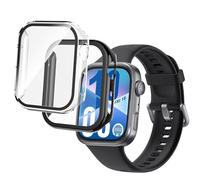 Pollachi 2-Pack Case for Huawei Watch Fit 4(Not for Watch Fit 4 pro) with Tempered Glass,Full Coverage Hard PC Bumper Cover All Around Screen Protector Protective Case