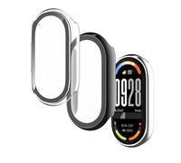 Pollachi 2-Pack Case with Tempered Glass Designed for Xiaomi Smart Band 10, Full Coverage Waterproof Hard PC Bumper Cover All Around Anti-Scratch Shockproof Screen Protector Protective Case