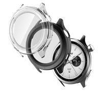 Pollachi 2-Pack Case with Tempered Glass for Xiaomi Watch S4 (47mm, Full Coverage Waterproof Hard PC Bumper Cover All Around Anti-Scratch Shockproof Screen Protector Protective Case
