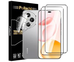 Pollachi for Honor 400 Pro 5G Screen Protector,3D Full Coverage Curved Tempered Glass Film 2 Pack+2 Pack Camera lens protector,Honor 400 Pro 9H Tempered Glass Screen Protector,9H Hardness,Anti-Scratch