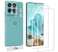 Pollachi for Motorola Moto Edge 60 Fusion Soft Screen Protector,2 Pack Flexible TPU Film [Not Glass] and 2 Pack Rear Camera Protector Film,Scratchproof,No Bubbles,Case Friendly