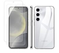 Pollachi for Samsung Galaxy S25 5G Clear Case,and 2x Anti-Scratch Screen Protector,Soft Bumper Scratch Resistant Silicone Pad Shell[Not Yellowing] Shockproof