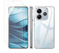 Pollachi for Xiaomi Redmi Note 14 Clear Case,and 2x Anti-Scratch Screen Protector,Soft Bumper Scratch Resistant Silicone Pad Shell[Not Yellowing] Shockproof