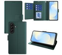 Pollachi Phone Case for Samsung Galaxy S25 FE(3 Cards),Samsung Galaxy S25 FE Accessories Flip Magnetic,PU Leather Foldable Wallet Cover with Reid Blocking,Round Buckle and Stand Design[Green]