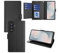 Pollachi Phone Case for Samsung Galaxy S25 FE(3 Cards),Samsung Galaxy S25 FE Accessories Flip Magnetic,PU Leather Foldable Wallet Cover with Reid Blocking,Round Buckle and Stand Design[Black]