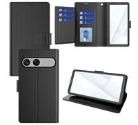 Pollachi Phone Case for Sony Xperia 10 VII(9 Cards),Sony Xperia 10 VII Accessories Flip Magnetic Case,PU Leather Foldable Wallet Cover with Reid Blocking,Holder and Stand[Black]