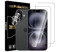 Pollachi Tempered Glass for iPhone 16 Plus (6.7 Inch) Screen Protector 2 Pack+2 Pack Camera lens protector,iPhone 16 Plus 9H Tempered Glass Screen Protector,9H Hardness,Anti-Scratch,No Bubbles