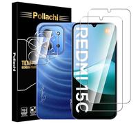 Pollachi Tempered Glass for Xiaomi Redmi 15C 4G Screen Protector 2 Pack+2 Pack Camera lens protector,Xiaomi Redmi 15C 4G Tempered Glass Screen Protector,9H Hardness,Anti-Scratch,No Bubbles