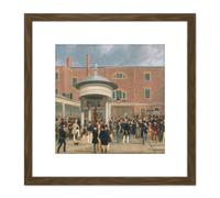 Pollard Epsom Races Settling Day Painting 8X8 Inch Square Wooden Framed Wall Art Print Picture with Mount Artery8 Brown One Size