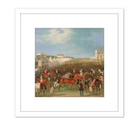 Pollard Epsom Races The Race Over Painting 8X8 Inch Square Wooden Framed Wall Art Print Picture with Mount Artery8 White One Size