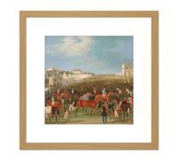 Pollard Epsom Races The Race Over Painting 8X8 Inch Square Wooden Framed Wall Art Print Picture with Mount Artery8 Light Oak One Size