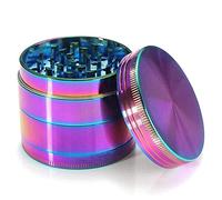 Pollen Grinder | Ø 40mm Stainless Steel Grinder | Grinder with Magnetic lid | Spice Herbs Spices Herb | Pollen Scraper | Does not Stick | Nylon Ring (Color : Rainbow)