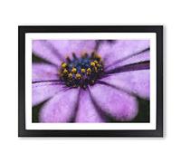 Pollen Of A Purple Gerbera Flower Painting Modern Art Framed Wall Art Print, Ready to Hang Picture for Living Room Bedroom Home Office Décor, Black A3 (46 x 34 cm)