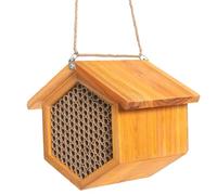 POLLIBEE Mason Bee House - Handmade Natural Wooden Bee Hive Coated with Wax for Water-Proof and Long Service Life - Attracts Peaceful Mason Bees to Enhance Your Garden's Productivity