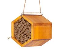 POLLIBEE Mason Bee House - Natural Wooden Bee Hive Coated with Wax for Water-Proof and Long Service Life - Attracts Mason Bees to Enhance Garden Productivity