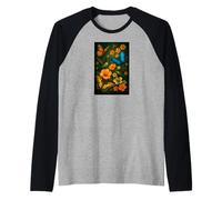 Pollinator Butterflies, Bees, Hummingbirds Among Blossoms Raglan Baseball Tee