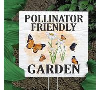 Pollinator Friendly Garden | Yard Signs | Natural Garden Decoration | Monarch Butterfly tinen Garden Sign tinen Signboards On Shelves 8x8inch