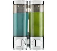 Pollock Wall Mounted Soap Dispenser, 300ml x 2 Shampoo and Conditioner Dispenser, No-Drill Installation Shower Soap Dispenser, Eliminates Shower Clutter, for Bathroom Home Hotel Restaurant - Silver