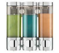 Pollock Wall Mounted Soap Dispenser, 300ml x 3 Shampoo and Conditioner Dispenser, No-Drill Installation Shower Soap Dispenser, Eliminates Shower Clutter, for Bathroom Home Hotel Restaurant - Silver