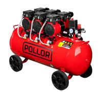 POLLOR 100L Red Oil-Free Silent Air Compressor, 3HP Portable Electric Compressor, 13.6 CFM (384 L/min), 115 PSI (8 Bar) for Workshop, Garage, Spray Painting & Air Tools