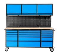 Pollor 72 Inch Rolling Tool Chest Rollcab With Upper Storage Cabinets Blue