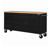 Pollor 72 Inch Steel Matte Black 15 Drawer Lockable Tool Chest Garage Cabinet Roll Cab Work Bench