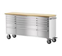 Pollor 72" Inch Tool Box Chest Garage Stainless Steel Work Bench 15 Drawer Roller Cabinet