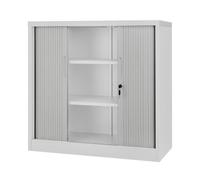 Pollor 90 Cm Tambour Storage Cabinet Office Cupboard Rolling Sliding Door Grey