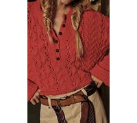 Polly Cable-Knit Sweater at Free People in High Risk Red, Size: Large - female