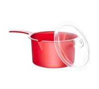 Polly Carbonate Non-Staining Microwave Sauce Pan and Lid, Red Small Pan with Lid Dish Washer Safe Stain Resistance