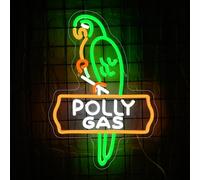 Polly Gas Neon Sign for Wall Decor Parrot Gasoline Neon Light for Gas Station Room Mans Room Man Cave Game Room Garage Deco Birthday Party Gifts(ZKXD176)