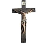 Polly House 14 Inch INRI Jesus Nailed On The Cross Resin Stone Wall Cross Wall Art Crucifix, Great for Collection, Home Decor or Gifts