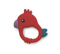 Polly Parrot Teether Toy - BPA-Free Silicone Teething Ring for Infants & Toddlers - Soft, Safe, Textured Chew Toy for Sore Gums, Sensory Development & Soothing Relief (Scarlet)