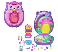 Polly Pocket 2-in-1 Reisespielzeug mit 2 Mikropuppen und 16 Accessoires, Igel-Ha