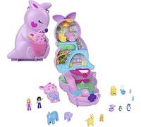 Polly Pocket 2-in-1 Travel Toy Playset, Animal Toy with 2 Dolls & Accessories, Mama & Joey Kangaroo Purse Large Compact