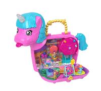 Polly Pocket Dolls & Playset with Pets & 25+ Surprise Accessories, Birthday Celebration Unicorn Partyland Playset, Hot Air Balloon Ride, HYD96