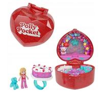 Polly Pocket Mattel 80th Anniversary Compact Playset, Jewelry Box with Doll, Balloon Pet, and Wearable Ring, Ring Box with Celebration Theme, JGK21