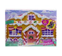 Polly Pocket Doll Advent Calendar, DIY Gingerbread House Playset with 24+ Surprises, Dollhouse Furniture, and Holiday Accessories, JFV13