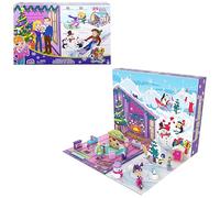 Polly Pocket Advent Calendar with Winter Family Fun Theme & 25 Days of Surprises (34 Total Play Pieces) to Discover, for Ages 4 Years Old & Up, GYW07