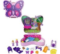 Polly Pocket Backyard Butterfly Compact, Outdoor Theme with Micro Polly Doll, Polly’s Mom Doll 5 Reveals & 12 Accessories, Pop & Swap Feature, Great Gift for Ages 4 Years Old & Up, GTN21