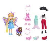 Polly Pocket Doll & Accessories Masque N Match Costume Pack with 3Inch Small Doll Pet 4 Costumes for Doll & for Pet