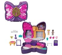 NEW Polly Pocket Sparkle Stage Bow Compact Set & 2 Micro Dolls + 12 Accessories