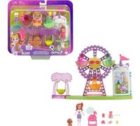 Polly Pocket Doll and Playset, Tropical Treats, Carnival Food Toy, Contains 3" Doll, 1 Puppy, 10 Accessories and a Big Spider Wheel