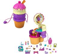 Polly Pocket Spin ‘n Surprise Compact Playset, Ice Cream Cone Shape, Playground Theme, 3 Floors, 25 Surprise Accessories Including Micro Polly & Lila Dolls