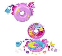 Polly Pocket Dolls and Playset, 12 Accessories, Unicorn Floatie Compact with Water Play and 2 Color-Change Pieces, HKV34