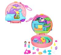 Polly Pocket Dolls and Playset, Adventure Moped Compact, Travel Toy with 2 Micro Dolls and Pet, Animal and Vehicle Accessories