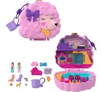 Polly Pocket Dolls and Playset, Animal Toys, Groom & Glam Poodle Compact Playse