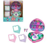 Polly Pocket Dolls and Playset, Collector Heritage Compact, 35th Birthday Partytime Stamper with 2 Dolls, 3 Party Stamps, and 12 Stationary Cards, HWP20
