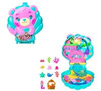 Polly Pocket Dolls and Playset, Glitter Island Compact, Travel Toy with 1 Micro Mermaid Doll, Ocean Pets & Themed Accessories